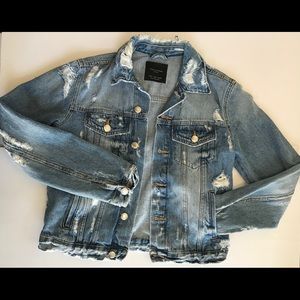 Zara distressed denim jacket